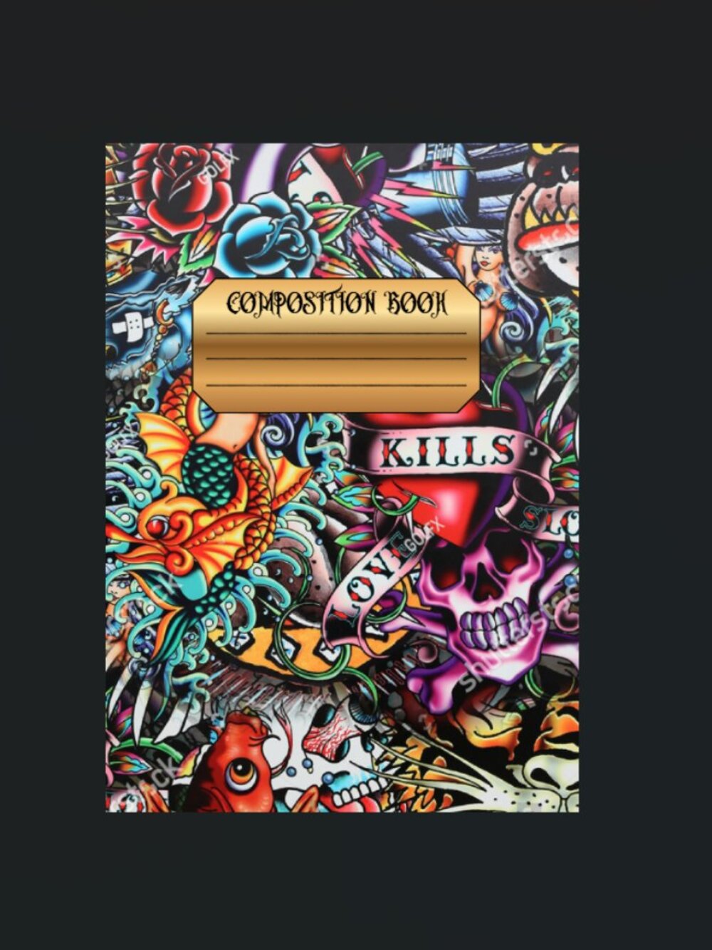 Custom Composition Book & Mini Notebook Set, Handmade, Tattoo Collage, school